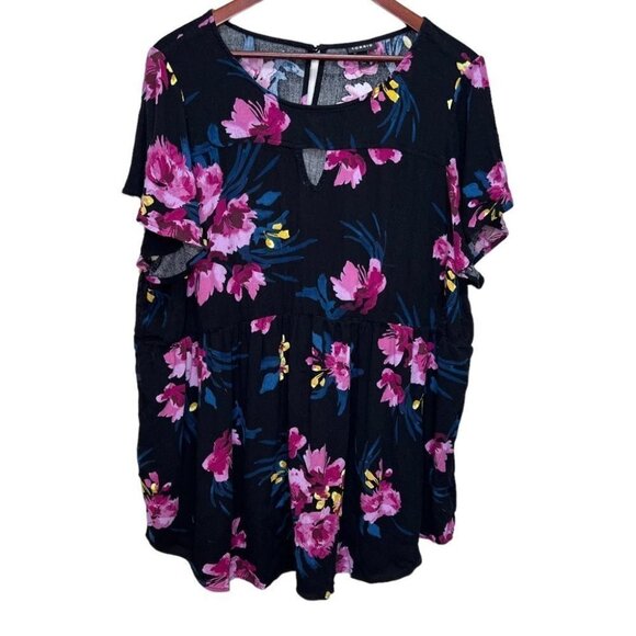 TORRID Floral Babydoll Tunic Top Size 3 - Picture 7 of 11